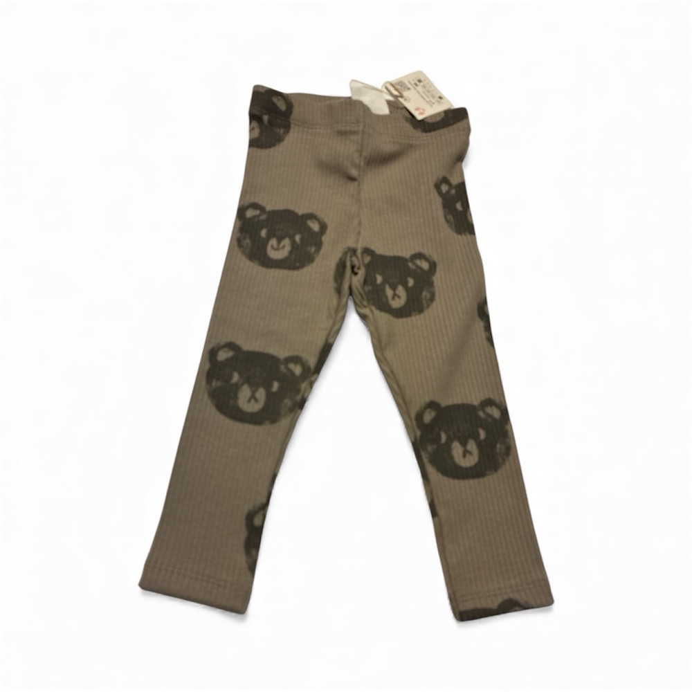 Zara Bear Print Ribbed Leggings size girls kids 1 yr new